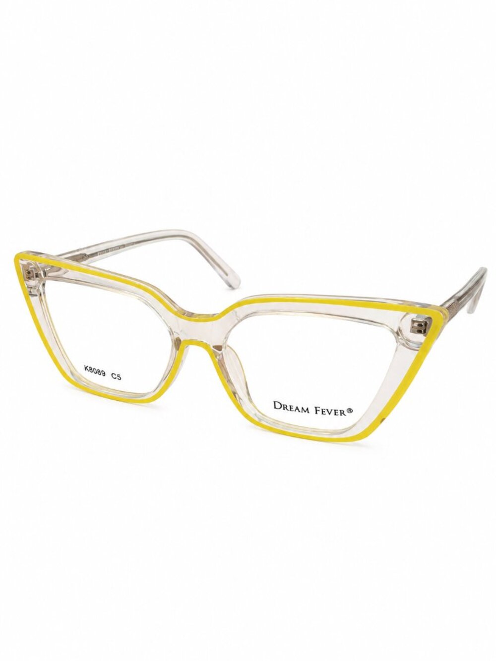 Dream Fever K8089 C5 Yellow/Clear Eyeglass Frames 53-17-142